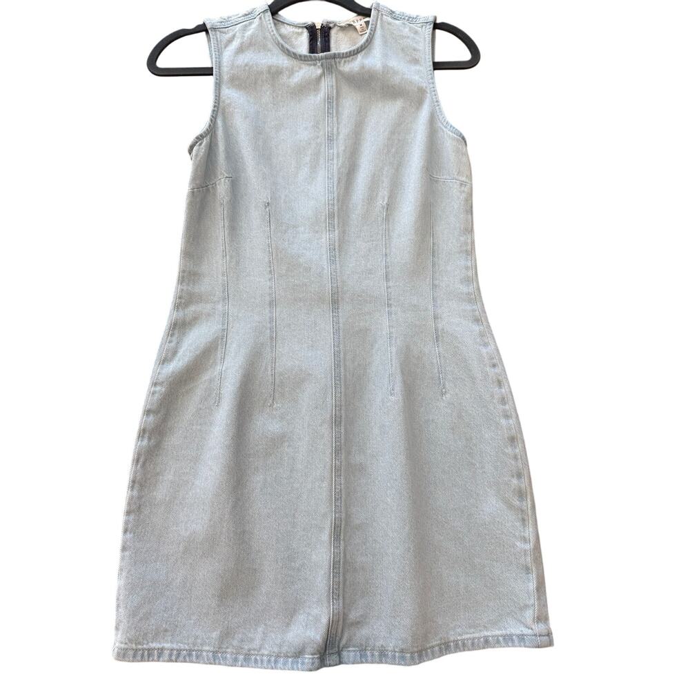 Harper Heritage Vintage Denim Mini Dress Light Wash Pleated Women’s Medium